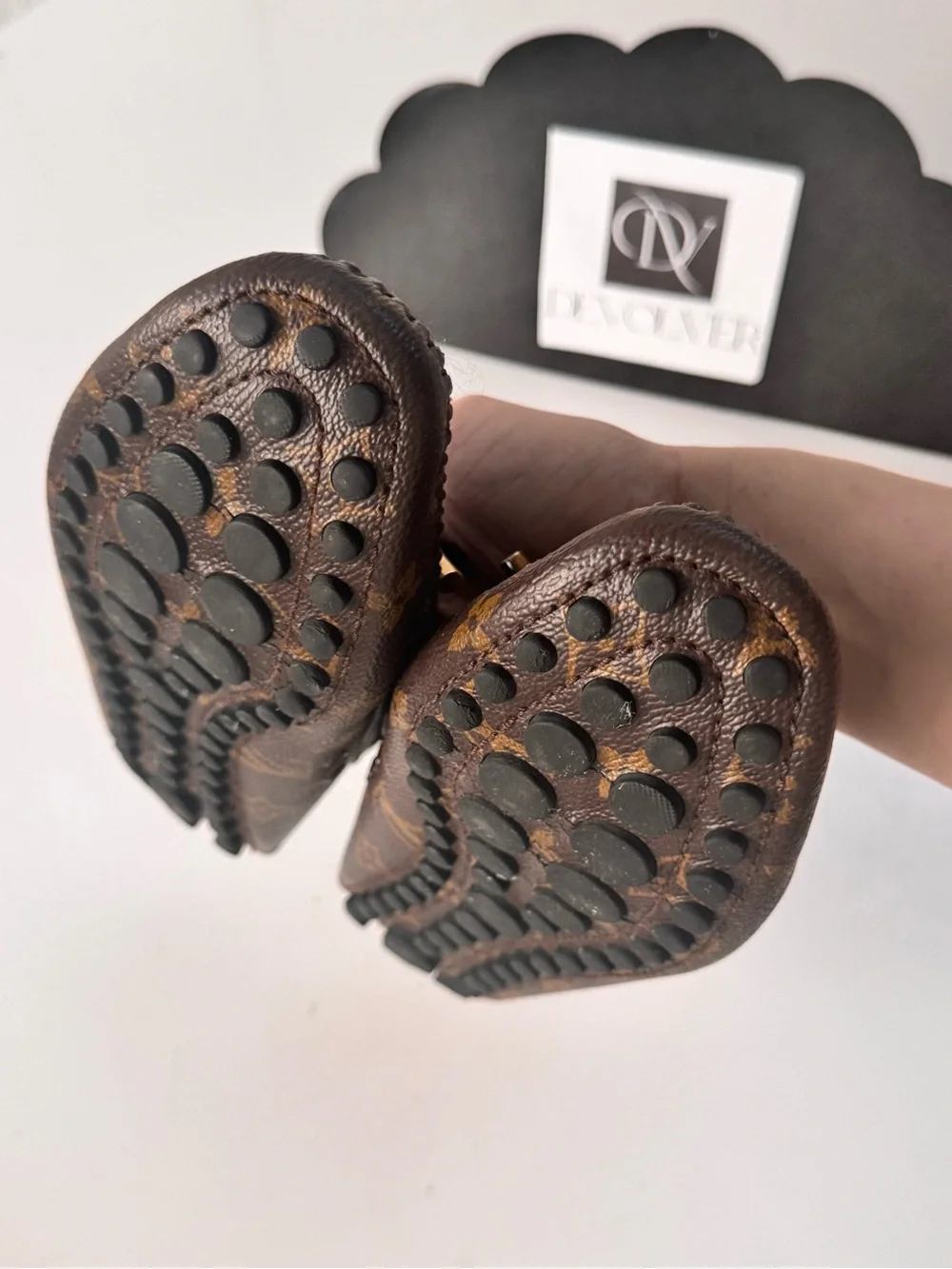 Louis Vuitton Brown Monogram Gloria Driving Moccasins with Gold Accents